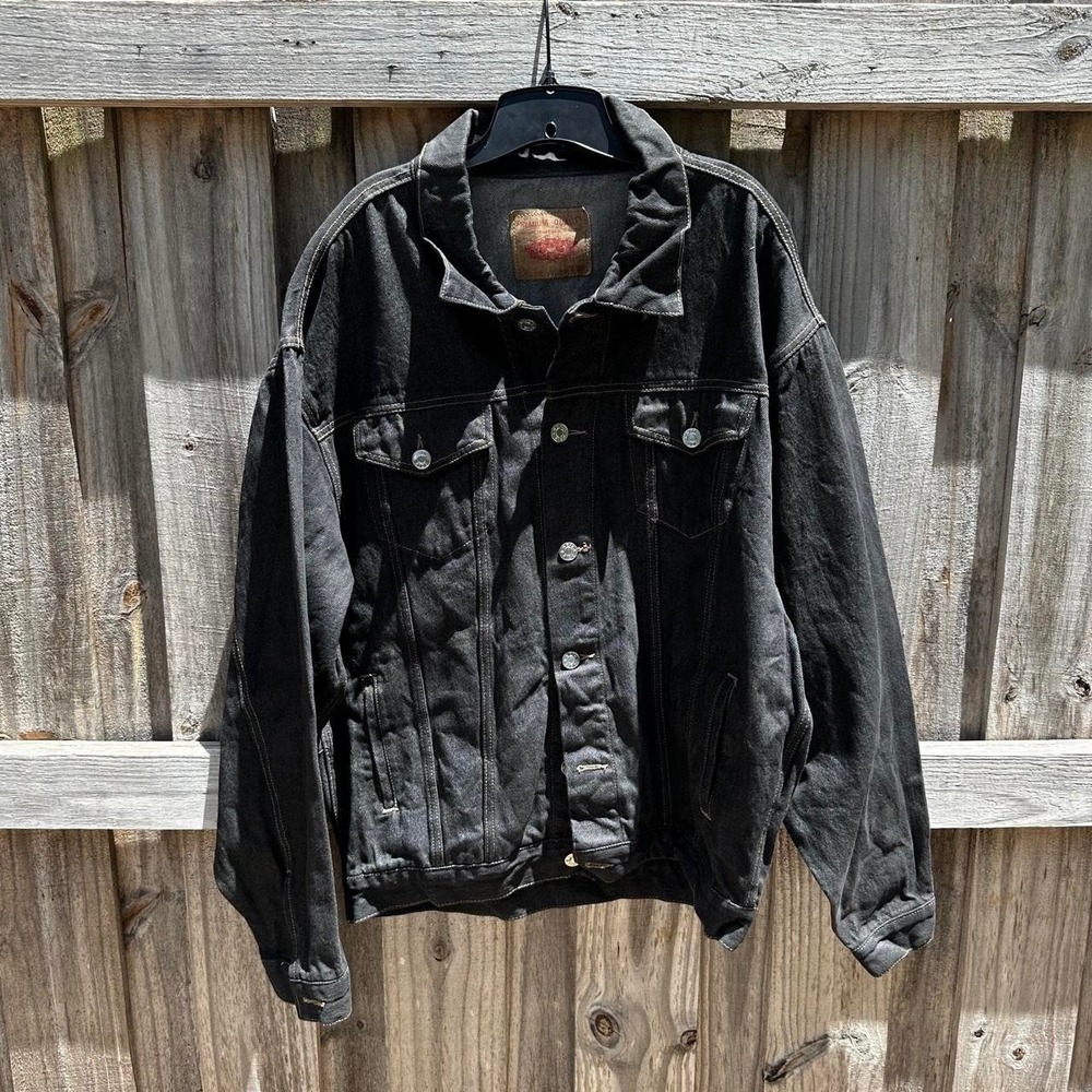 Noize black heavyweight denim trucker jacket Size 2XL